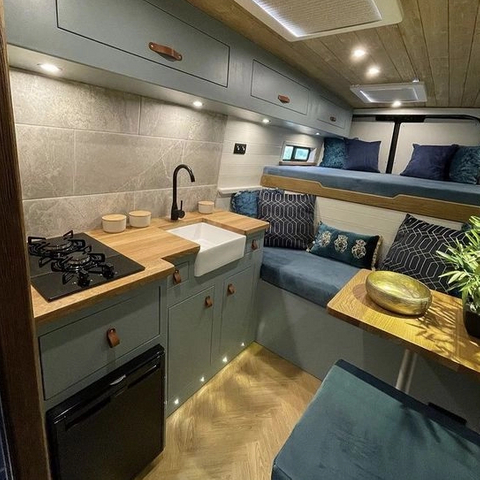Camping-car léger de style nordique, armoire de cuisine en aluminium avec tiroirs, meubles personnalisés ignifuges en vrac