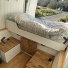 Caravane italienne de luxe en aluminium, armoires personnalisées, rangement léger, lit personnalisé pour camping-car 