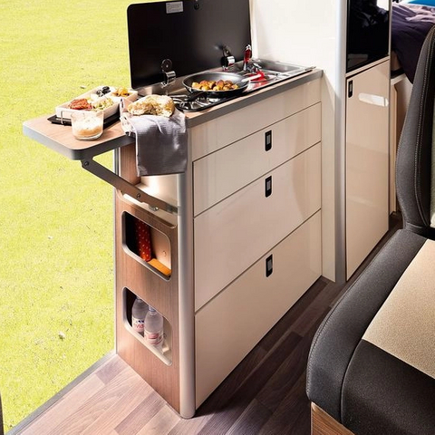 Meubles de cuisine personnalisés en aluminium léger pour camping-car, designs modernes, camping-car personnalisé avec évier