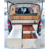 Sièges intérieurs de van VW avec armoires, tiroirs extérieurs coulissants en aluminium, outils de camping