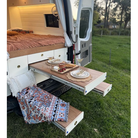 Meubles de camping-car en aluminium personnalisés haut de gamme, camping extérieur rétractable sous le lit