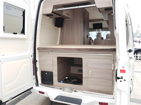 Lit de camping léger pour camping-car avec armoire, grand espace de rangement