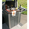 Armoire de cuisine légère en aluminium pour camping-car avec comptoirs allongés sur le côté