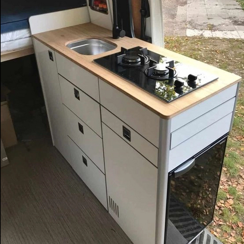 Armoires de cuisine de camping-car en aluminium de conception italienne, accessoires d'intérieur de camping-car légers multifonctions en aluminium
