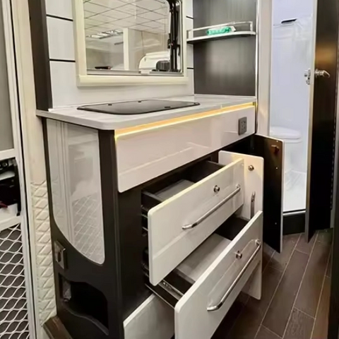 Armoire de cuisine multifonction étanche pour caravane, en aluminium léger, armoires personnalisées pour camping-car 