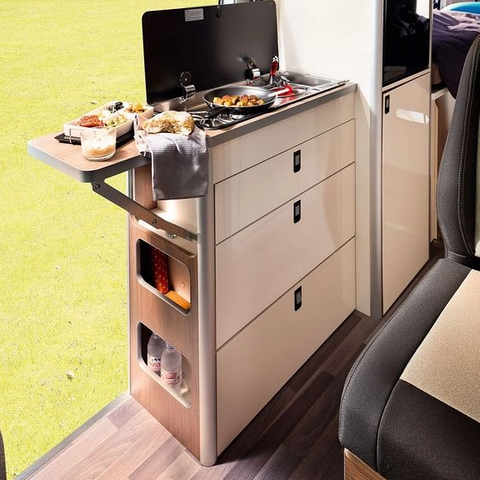 Meubles de cuisine personnalisés en aluminium léger pour camping-car, designs modernes, camping-car personnalisé avec évier