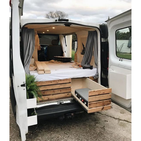 Lit de camping-car en aluminium de conversion Van RV avec lit queen de camping-car à tiroir.